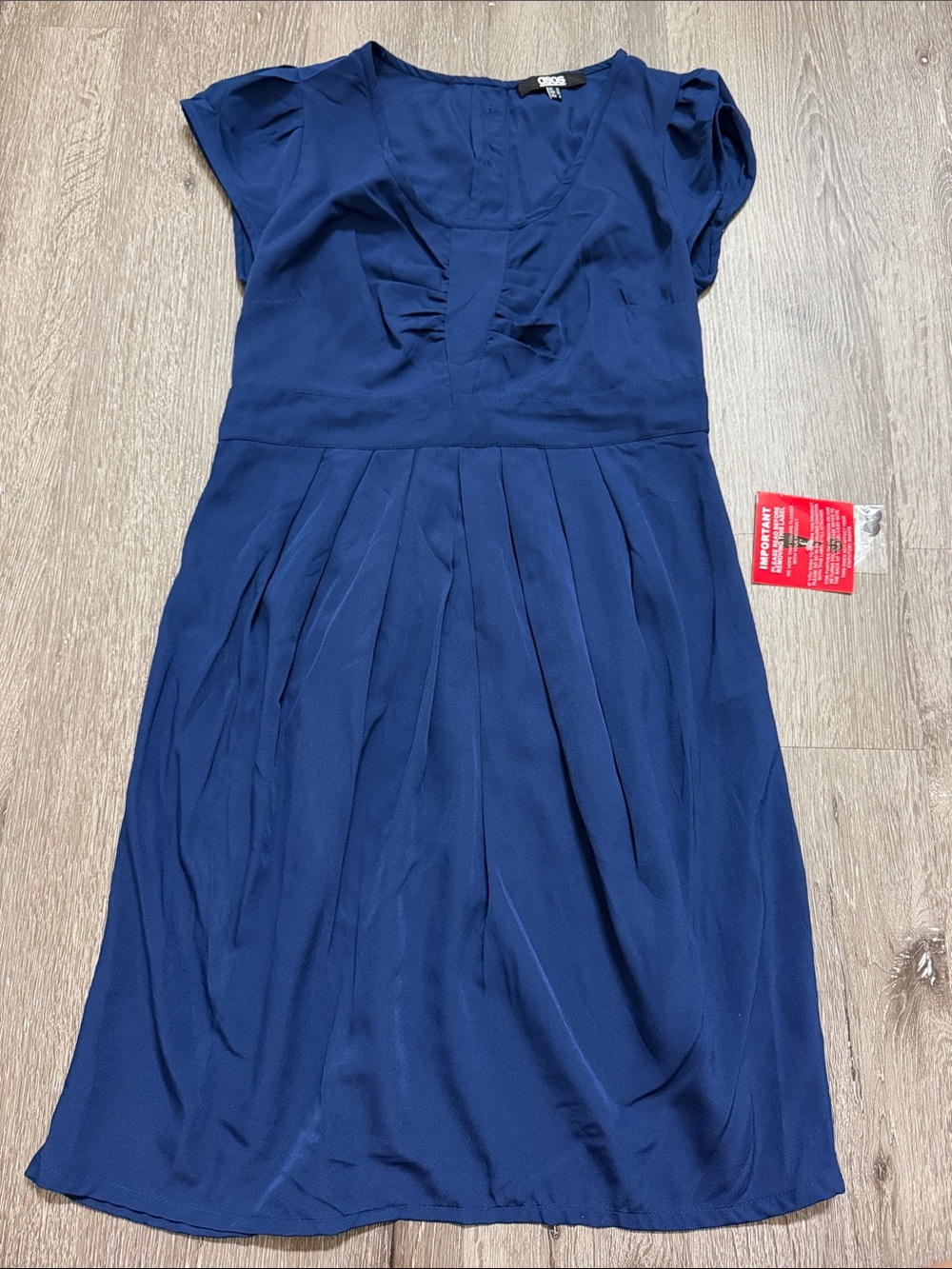 Navy Blue Pleated Dress